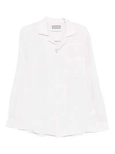 Canali Camp-collar Linen Shirt In White