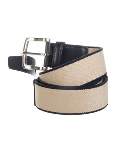 Pre-owned Canali Canvas Waist Belt In Blue/neutrals