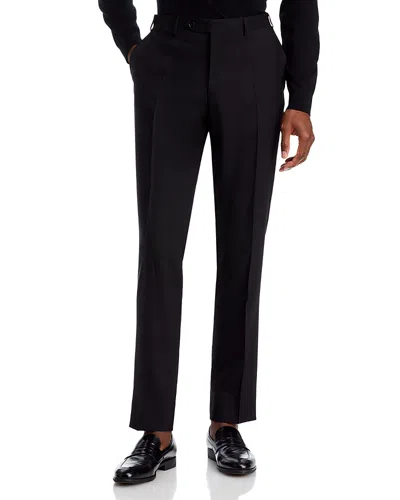 Canali Capri Melange Solid Slim Fit Dress Pants In Black