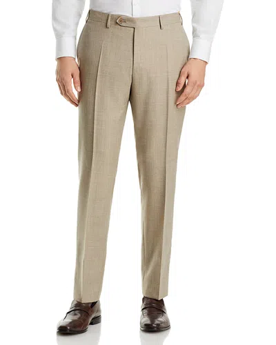 Canali Capri Melange Solid Slim Fit Dress Pants In Tan