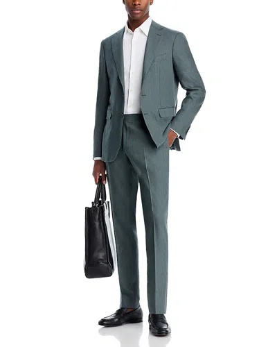 Canali Capri Melange Solid Slim Fit Suit In Green