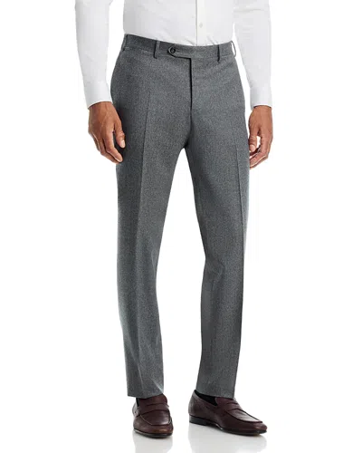 Canali Capri Regular Fit Flat Front Flannel Trousers In Gray