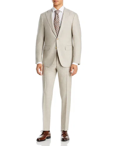 Canali Capri Slim Fit Melange Solid Suit In Oatmeal