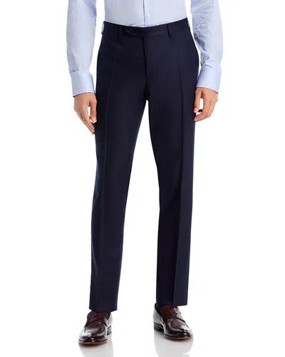 Canali Capri Slim Fit Wool Flannel Trousers In Blue