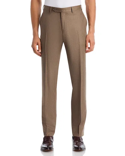 Canali Capri Slim Fit Wool Flannel Trousers In Brown
