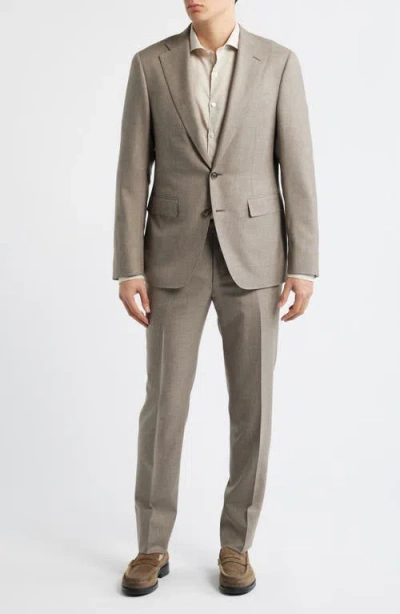 Canali Capri Trim Fit Light Brown Mélange Super 150s Wool Suit In Gray