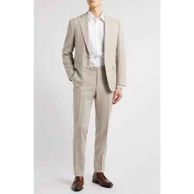 Canali Capri Trim Fit Slub Wool & Silk Blend Suit In Beige