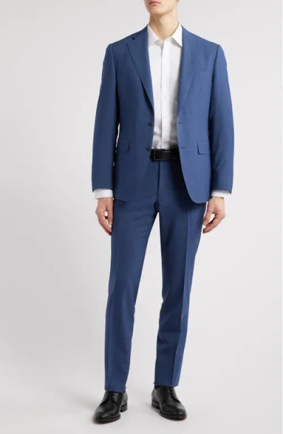 Canali Capri Trim Fit Solid Blue Impeccabile Super 130s Wool Suit In Med Blue