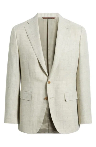 Canali Capri Trim Fit Tan Linen & Wool Mélange Sport Coat In Gray