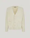 Canali Cardigan Crème En Coton Structuré In Neutral