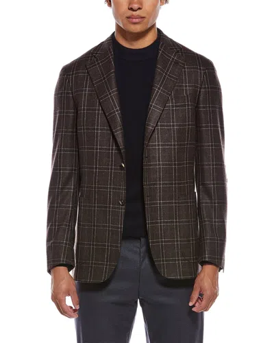 Canali Cashmere & Silk-blend Blazer In Brown
