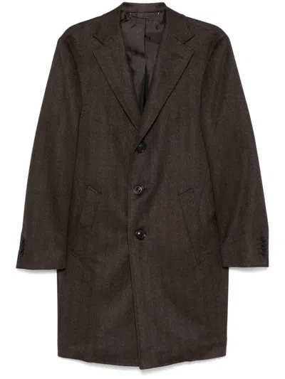 Canali Cashmere Coat In Brown