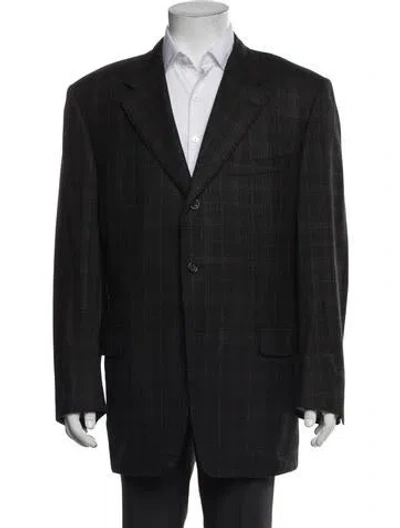 Pre-owned Canali Cashmere Plaid Print Overcoat In Multi