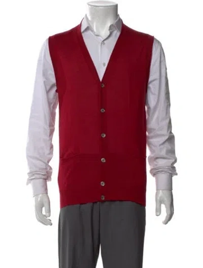 Pre-owned Canali Cashmere V-neck Sweater Vest In Red
