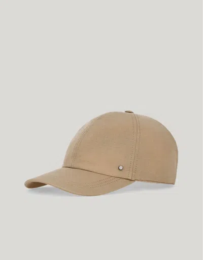 CANALI CASQUETTE DE BASEBALL AVEC PATTE EN CUIR TAUPE