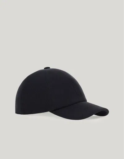 Canali Casquette De Baseball Bleu Marine En Coton Avec Broderie In Black