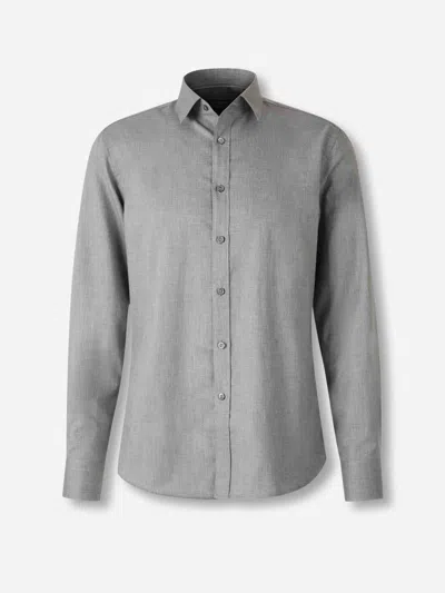 Canali Casual Cotton Shirt In Gray