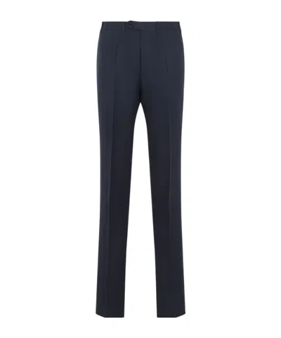Canali Casual Pants With Belt Loops In Blue