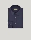 Canali Casual Regular Fit Impeccabile Navy Blue Wool Shirt In Blue