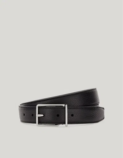 Canali Ceinture En Cuir De Veau Lisse Avec Boucle Carrée In Black