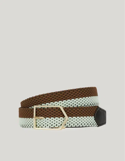 Canali Ceinture Réversible En Rayonne Vert Et Brun Foncé  In Multi