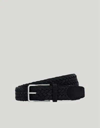 Canali Ceinture Tressée En Croûte De Cuir Bleu Marine In Black