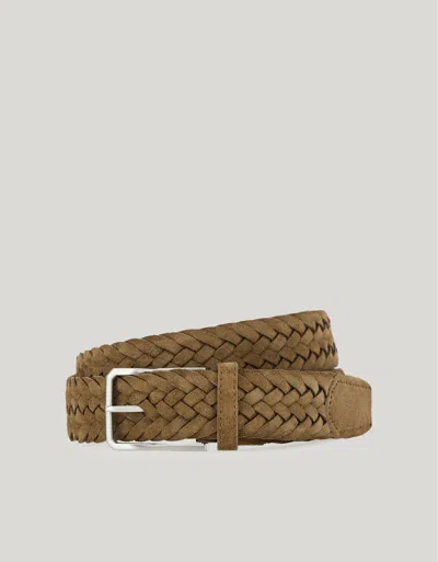 Canali Ceinture Tressée En Daim Taupe In Brown