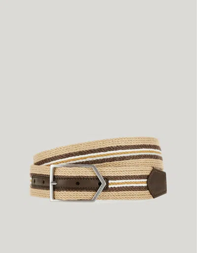 Canali Ceinture Tressée En Lin Couleur Sable In Brown