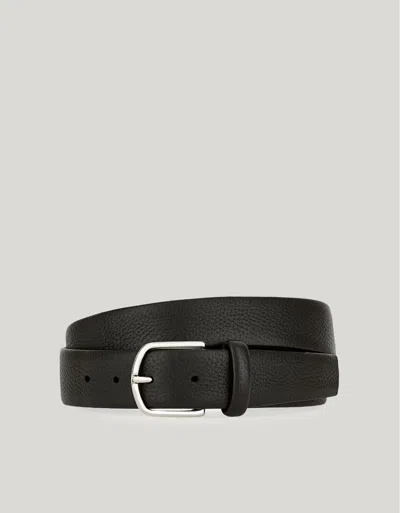 Canali Ceinture Tubulaire Noire En Cuir De Cerf In Black