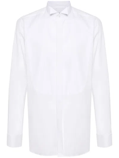 Canali Chambray Cotton Shirt In White