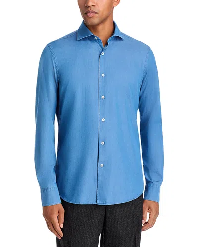 Canali Chambray Regular Fit Sport Shirt In Blue