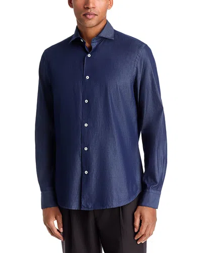 Canali Chambray Regular Fit Sport Shirt In Blue