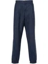 Canali Chambray Wool-blend Trousers In Blue
