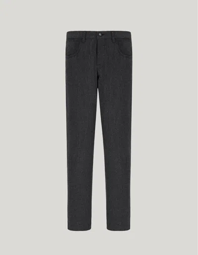 Canali Charcoal Gray Five Pocket Flannel Impeccabile Wool Pants