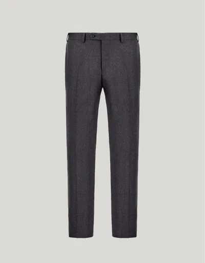 Canali Charcoal Grey High-waisted Pleatless Wool Pants In Gray