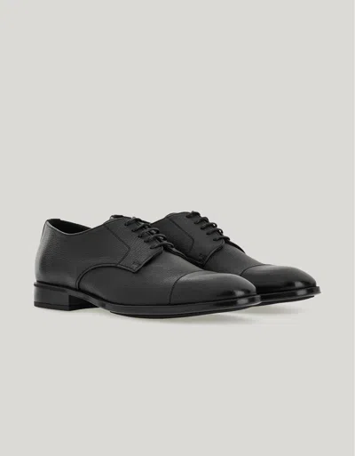 Canali Chaussures Derby À Bout En Cuir De Cerf Et À Semelle En Gomme In Black