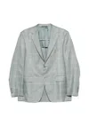 Canali Check Button Blazer In Gray
