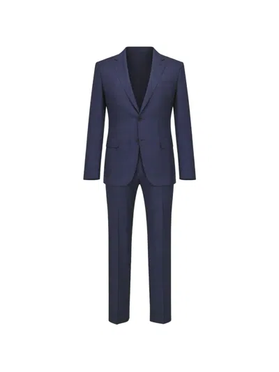 Canali Check Flap Pockets Suit In Blue