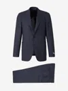 Canali Checked Single-breasted Suit In Dark Blue