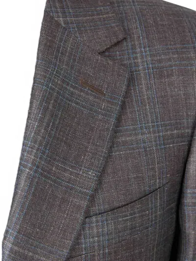 Canali Check-pattern Blazer In Gray