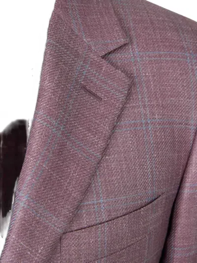 Canali Check-pattern Blazer In Purple