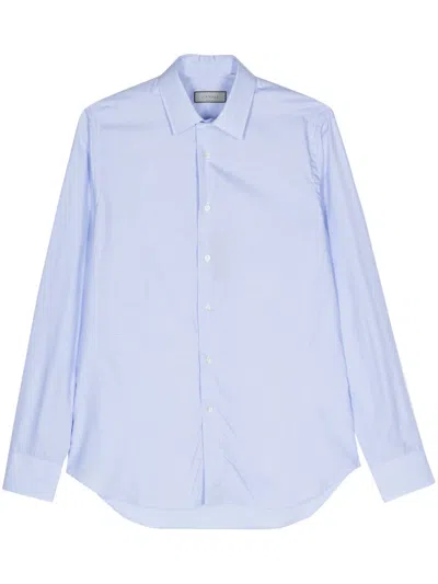 Canali Check-pattern Cotton Shirt In Blue
