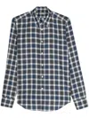 Canali Check-pattern Cotton Shirt In Blue