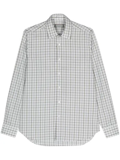 Canali Check-pattern Cotton Shirt In Green