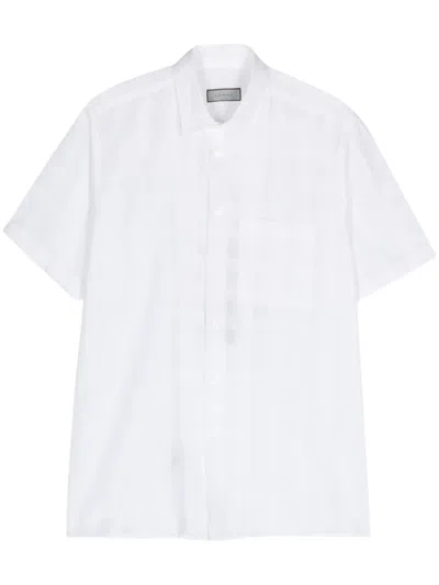 Canali Check-pattern Cotton Shirt In White