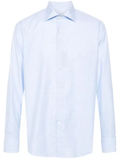 Canali Check-pattern Shirt In Blue