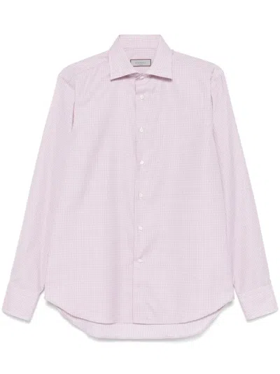 Canali Check-pattern Shirt In Red
