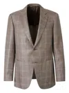 Canali Check-pattern Single-breasted Blazer In Brown