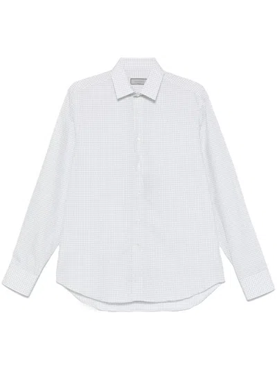 Canali Check Shirt In White