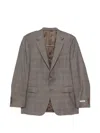 Canali Check Two-button Blazer In Brown